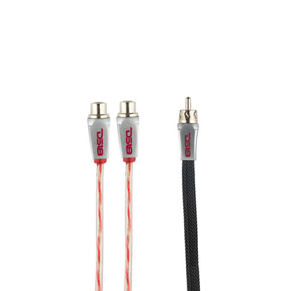 DS18 Level 3 RCA Wire Y Connector 1 Male to 2 Female Black