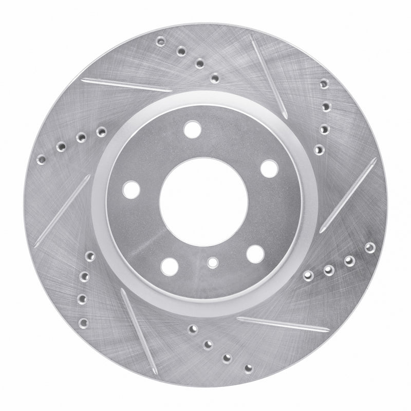 R1 Concepts R1 03-05 Infiniti G35 Front Right Drilled & Slotted Silver Brake Rotor