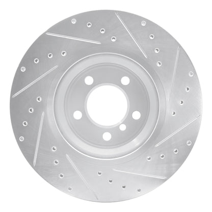 R1 Concepts R1 02-08 BMW 745LI Front Left Drilled & Slotted Silver Brake Rotor