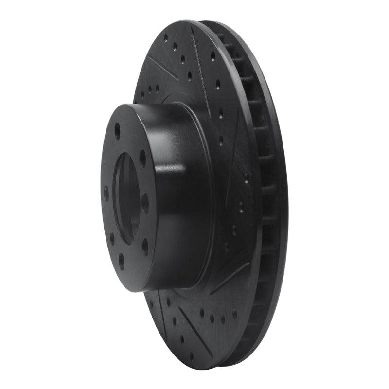 R1 Concepts R1 87-95 BMW 735IL Front Right Drilled & Slotted Black Brake Rotor