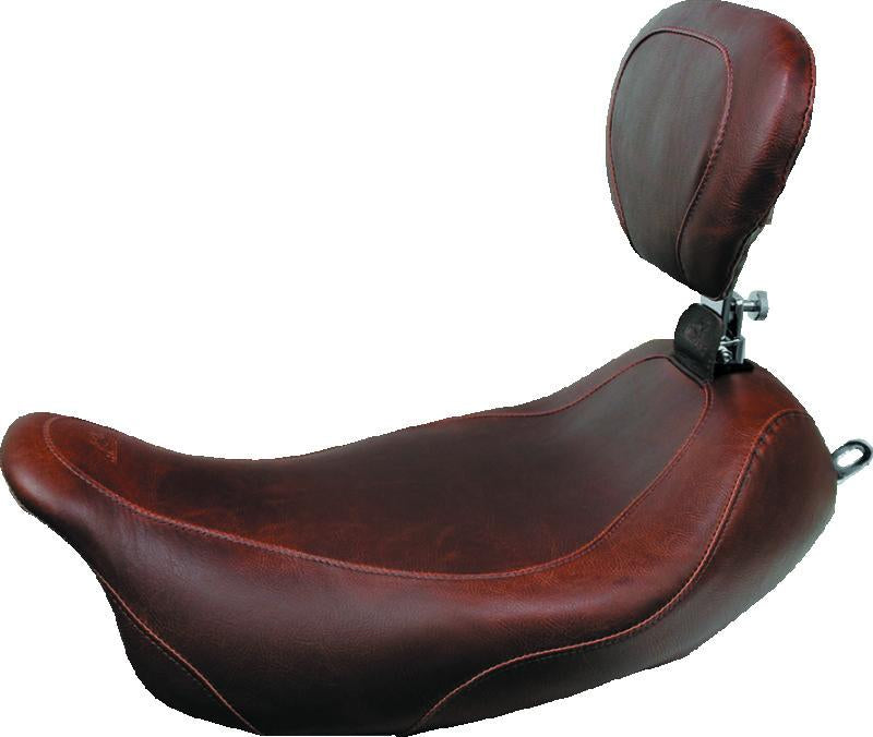 Mustang Motorcycle Mustang 08-21 HD Electra Glide,Rd Glide,Rd King,St Glide Squareback 1PC Seat - Black w/Red Stitching