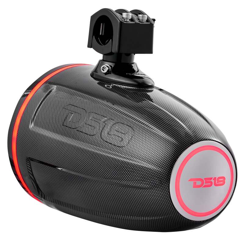 DS18 Marine And Powersports Towers 8in RGB LED Lights Black Carbon Fiber Speakers Not Included