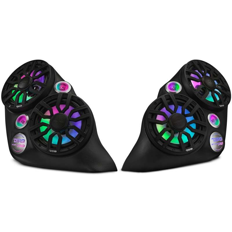 DS18 2015+ Polaris Slingshot Front Fender Dual 8in Speakers & Enclosure w/ LED Lights
