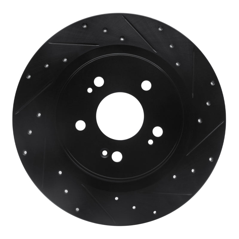 R1 Concepts R1 18-25 Honda Odyssey Rear Right Drilled & Slotted Black Brake Rotor