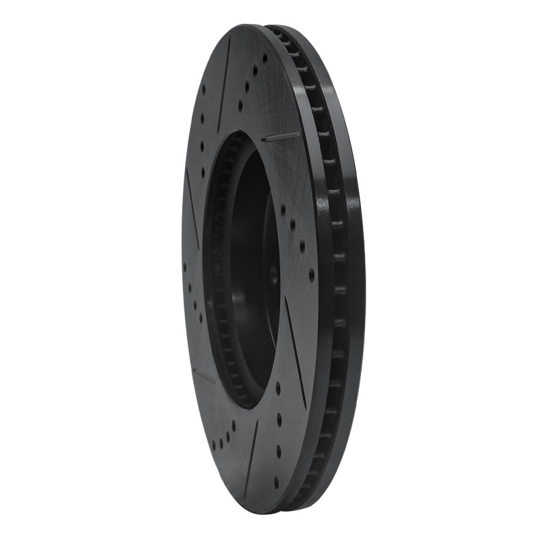 R1 Concepts R1 13-25 Honda Civic Hatchback Front Right Drilled & Slotted Black Brake Rotor