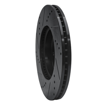 R1 Concepts R1 13-25 Honda Civic Hatchback Front Right Drilled & Slotted Black Brake Rotor