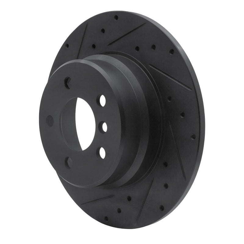 R1 Concepts R1 00-06 BMW X5 Rear Left Drilled & Slotted Black Brake Rotor