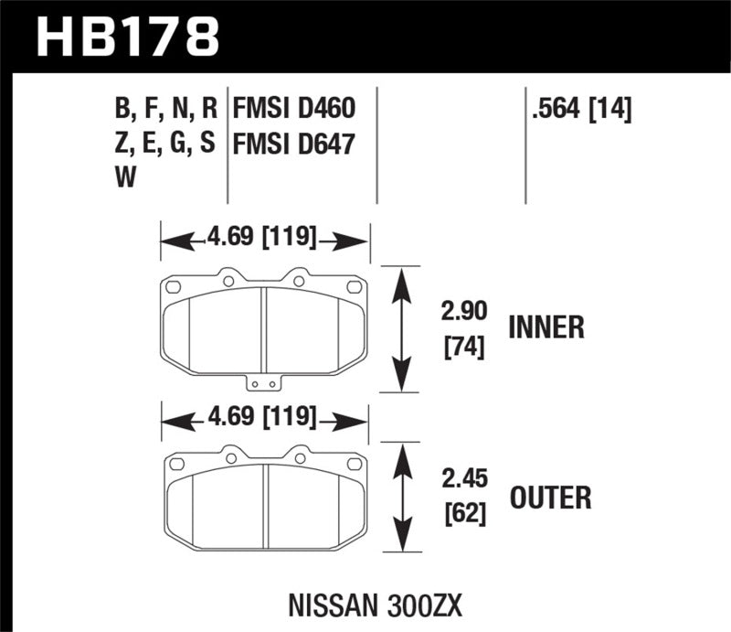 Hawk Performance Hawk 06-07 WRX / 89-96 Nissan 300ZX / 89-93 Skyline GT-R DTC-60 Front Race Pads