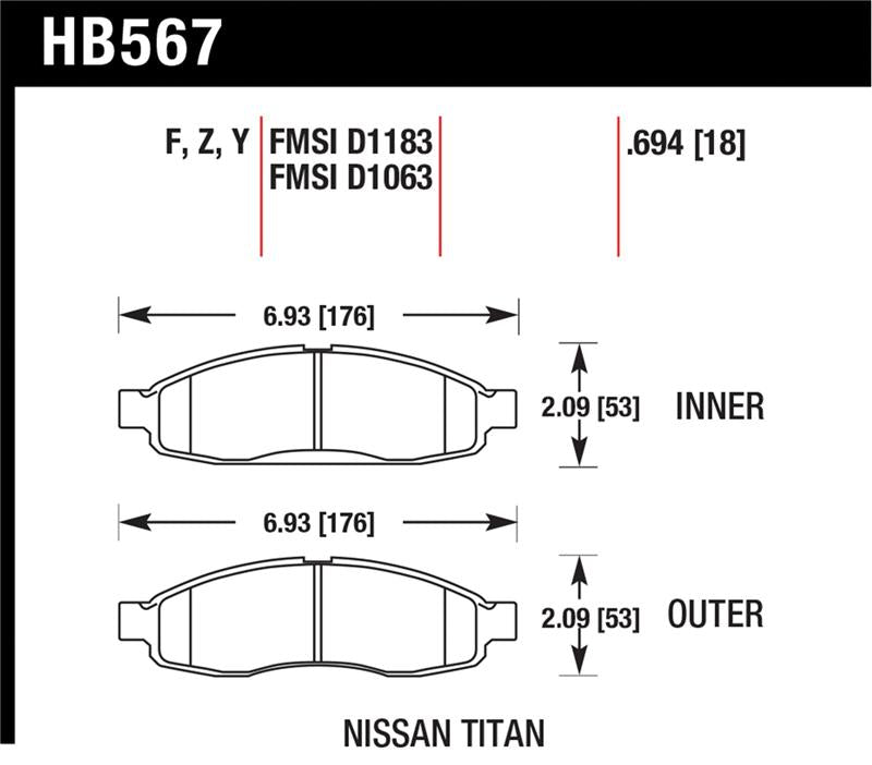 Hawk Performance Hawk 04-06 Infiniti QX56 / 05-06 Armada / 04 Pathfinder / 04-07 Titan LTS Street Front Brake Pads