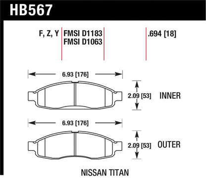Hawk Performance Hawk 04-06 Infiniti QX56 / 05-06 Armada / 04 Pathfinder / 04-07 Titan LTS Street Front Brake Pads
