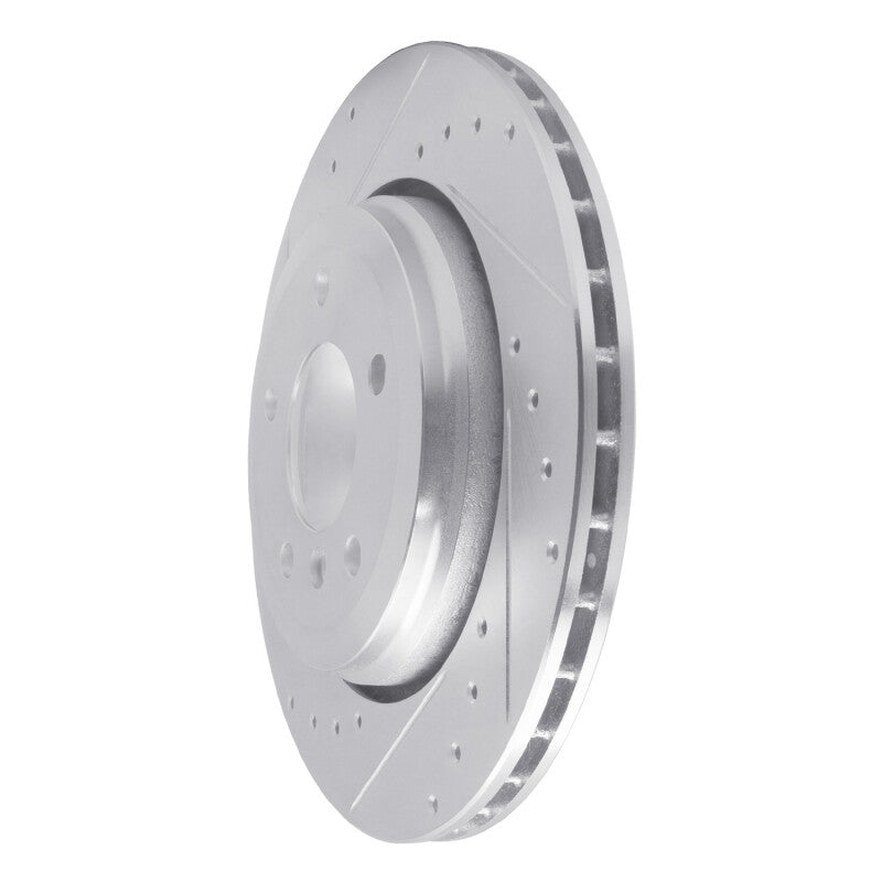 R1 Concepts R1 01-06 BMW 330CI Rear Left Drilled & Slotted Silver Brake Rotor
