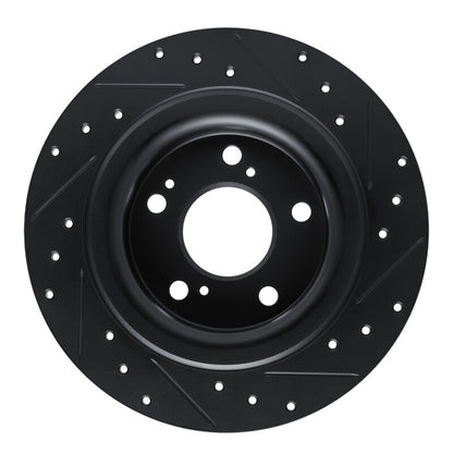 R1 Concepts R1 17-25 Acura Integra Rear Left Drilled & Slotted Black Brake Rotor