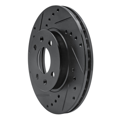 R1 Concepts R1 06-12 Dodge Attitude (Mexico) Front Left Drilled & Slotted Black Brake Rotor