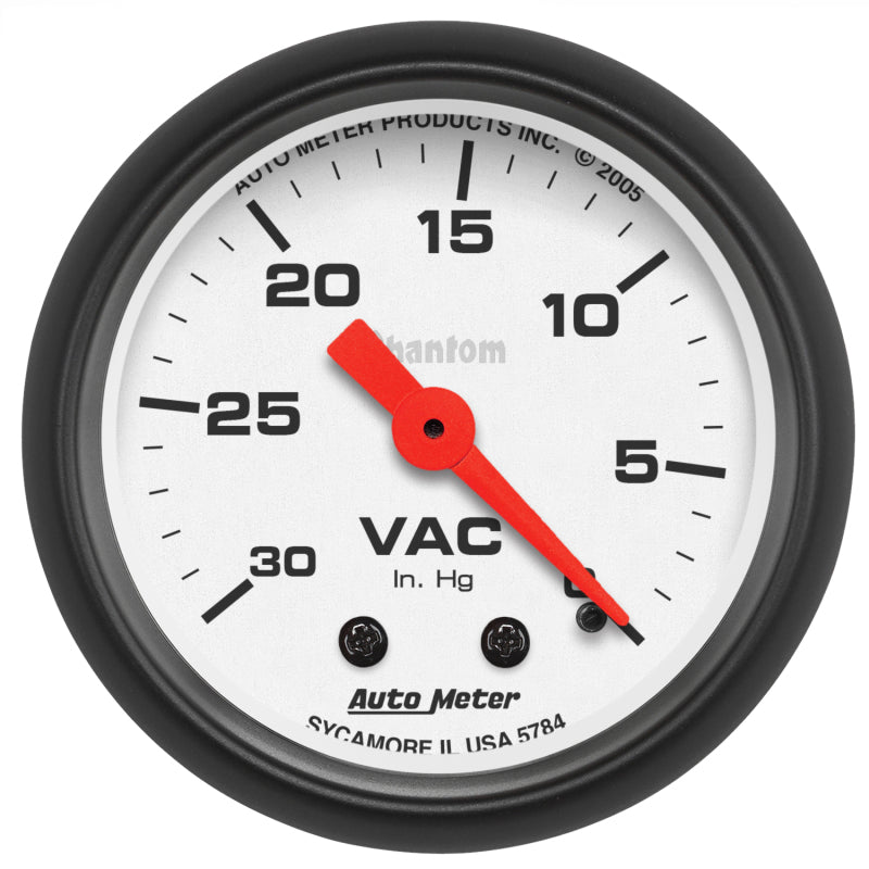 Autometer Phantom 52mm 30 in. HG. Mechanical Vacuum Gauge
