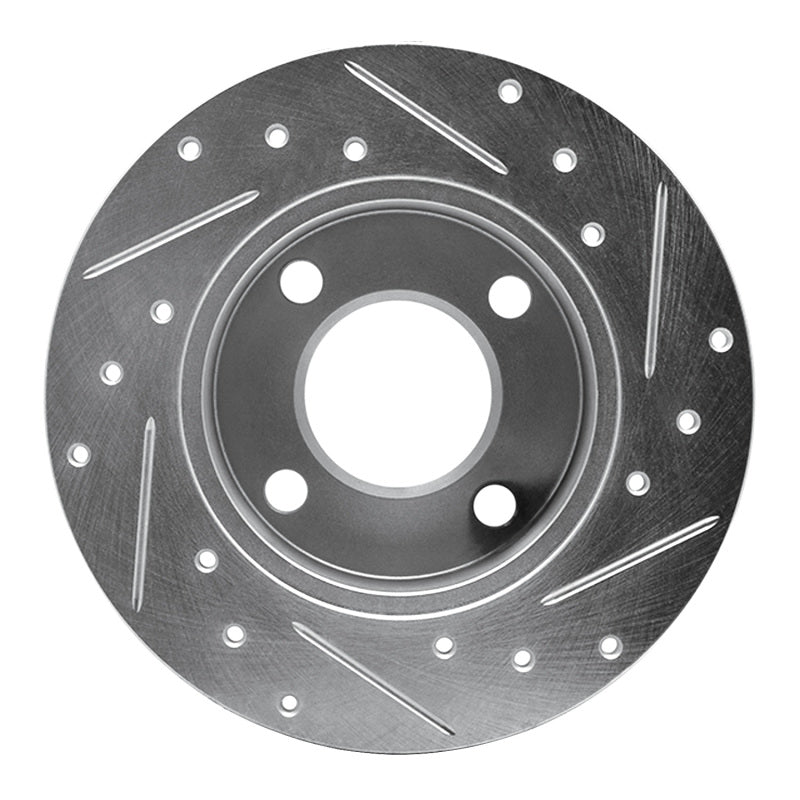 R1 Concepts R1 82-98 Audi Cabriolet Rear Left Drilled & Slotted Silver Brake Rotor