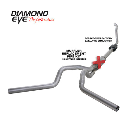 Diamond Eye Performance Diamond Eye KIT 4in Turbo Back MFLR RPLCMENT PIPE DUAL ALUM94-97 5 7 3L F250/F350 PWRSTROKE NFS