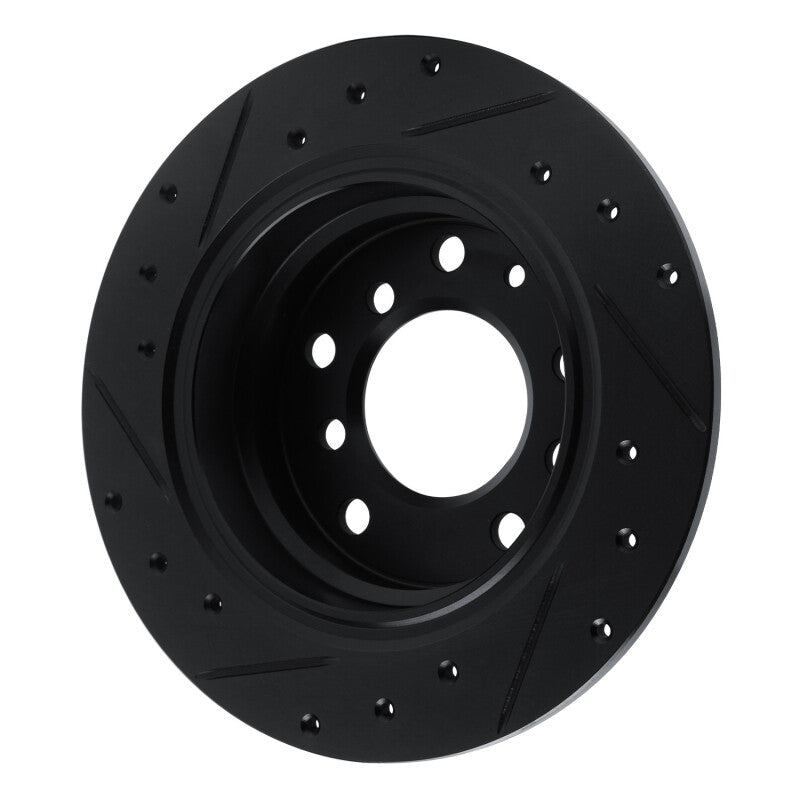 R1 Concepts R1 69-81 BMW BAVARIA Rear Right Drilled & Slotted Black Brake Rotor
