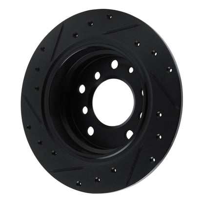 R1 Concepts R1 69-81 BMW BAVARIA Rear Right Drilled & Slotted Black Brake Rotor