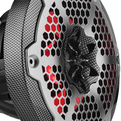 DS18 Hybrid Marine Speaker w/ Driver And RGB LED 6.5in 2-Way 250 Watts RMS 4 ohm Crbn Fiber w/ Cover