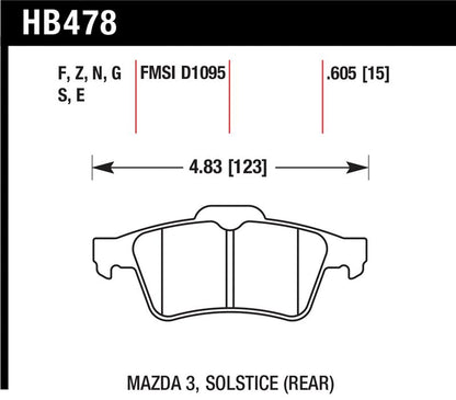 Hawk Performance Hawk 2007-2010 Chevrolet Cobalt SS (With Brembo Brakes) HPS 5.0 Rear Brake Pads