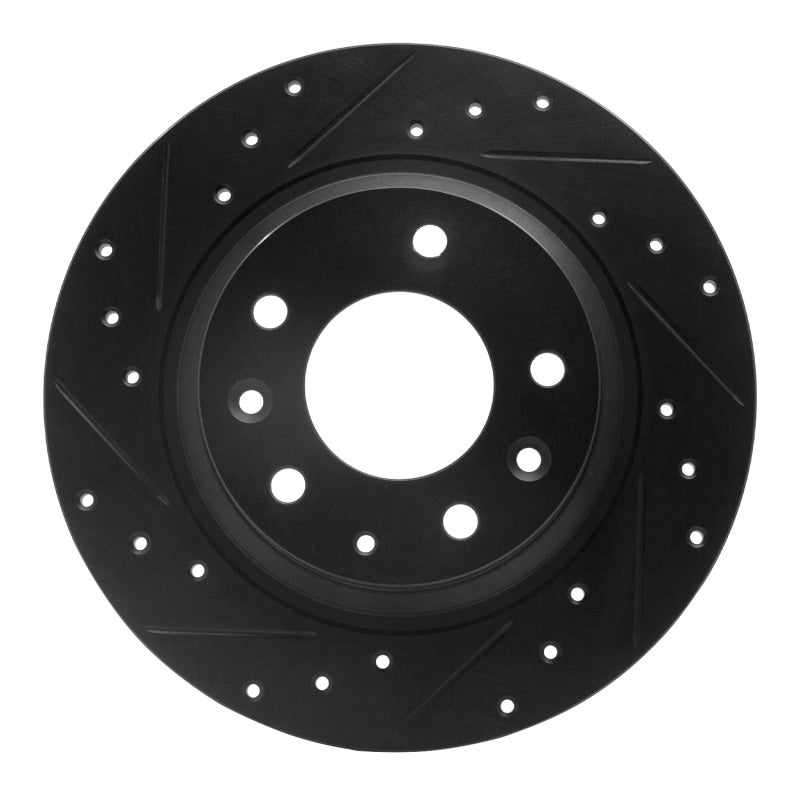 R1 Concepts R1 98-15 Ford Fusion Rear Left Drilled & Slotted Black Brake Rotor