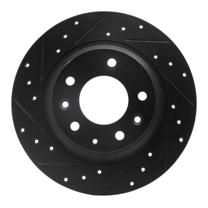 R1 Concepts R1 98-15 Ford Fusion Rear Left Drilled & Slotted Black Brake Rotor