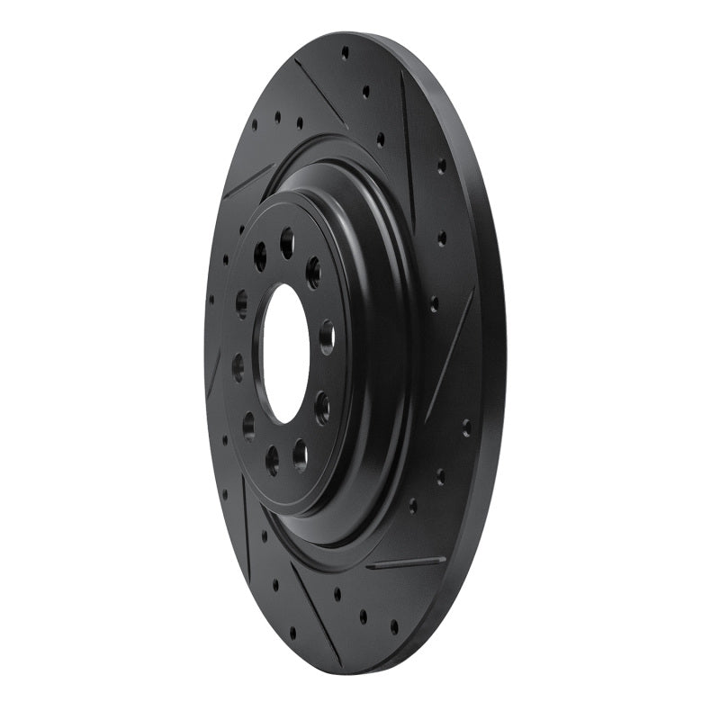 R1 Concepts R1 14-23 Jeep Cherokee Rear Right Drilled & Slotted Black Brake Rotor