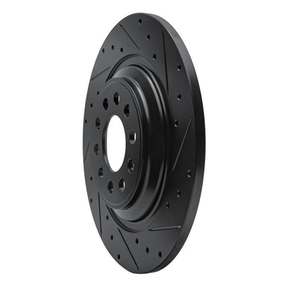 R1 Concepts R1 14-23 Jeep Cherokee Rear Right Drilled & Slotted Black Brake Rotor