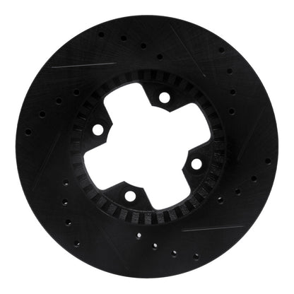 R1 Concepts R1 79-83 Nissan 280ZX Front Left Drilled & Slotted Black Brake Rotor