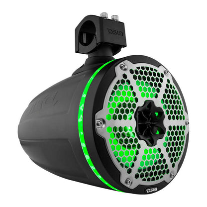 DS18 Marine And Powersports Towers 8in 1in Driver 180 Watts RMS RGB LED Lights Black
