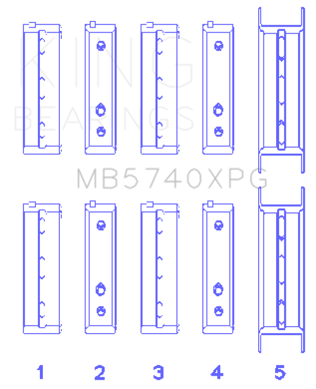 King Engine Bearings Subaru EJ20/EJ22/EJ25 Housing Bore + .005 (Size 0.25) Main Bearing Set