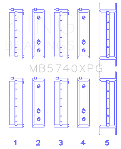 King Engine Bearings Subaru EJ20/EJ22/EJ25 Housing Bore + .005 (Size 0.25) Main Bearing Set