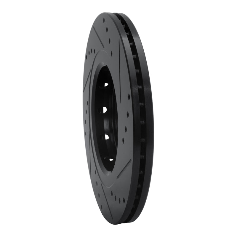 R1 Concepts R1 09-15 Mitsubishi Lancer Front Right Drilled & Slotted Black Brake Rotor