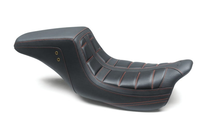 Mustang Motorcycle Mustang 08-21 HD Electra Glide,Rd Glide,Rd King,St Glide Squareback 1PC Seat - Black w/Red Stitching