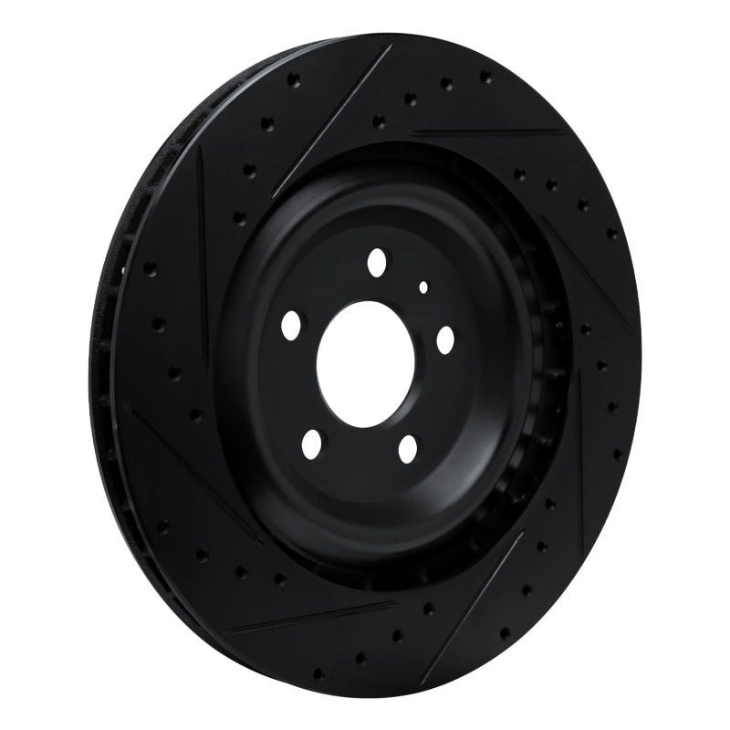 R1 Concepts R1 15-18 Porsche Macan Rear Left Drilled & Slotted Black Brake Rotor