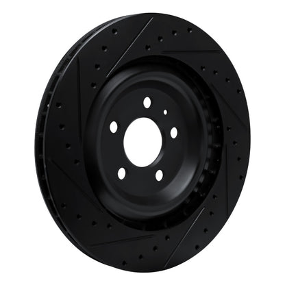 R1 Concepts R1 15-18 Porsche Macan Rear Left Drilled & Slotted Black Brake Rotor