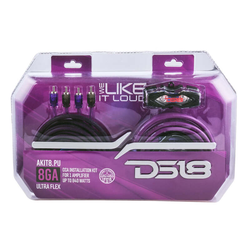 DS18 8-GA Amplifier Install Kit Advance- Purple