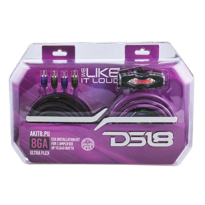 DS18 8-GA Amplifier Install Kit Advance- Purple
