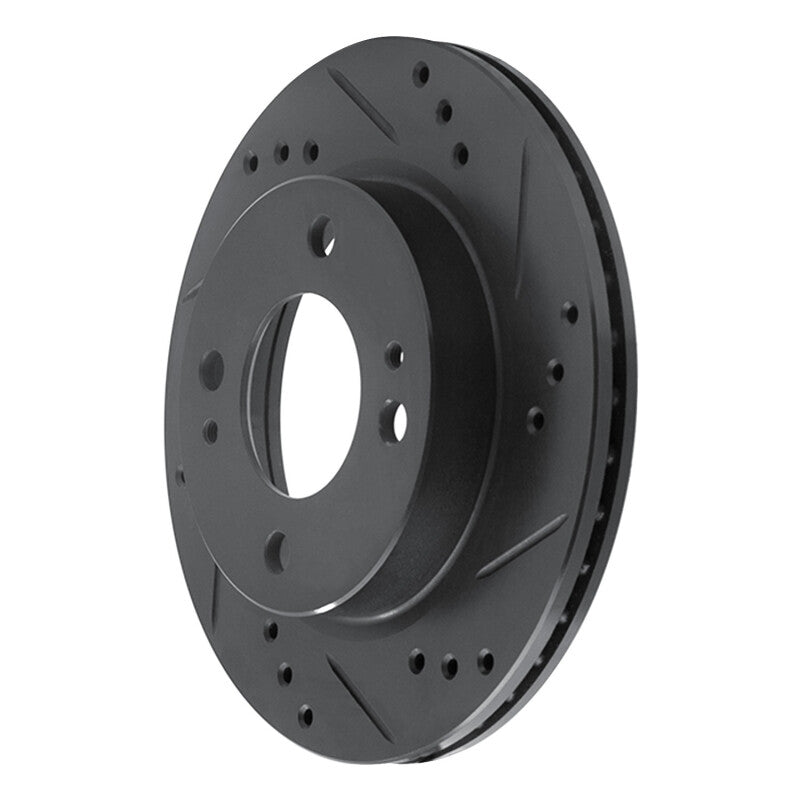 R1 Concepts R1 14-15 Mitsubishi Mirage Front Right Drilled & Slotted Black Brake Rotor
