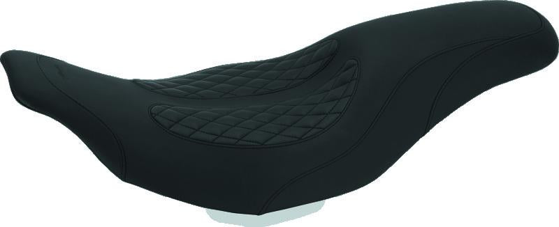 Mustang Motorcycle Mustang 97-07 Harley Electra Glide, Rd Glide Fastback 1PC Seat w/ Diamond Stitch - Black