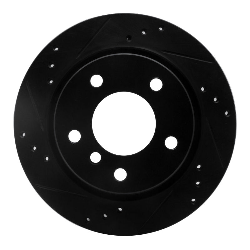 R1 Concepts R1 96-05 BMW 323I Rear Left Drilled & Slotted Black Brake Rotor