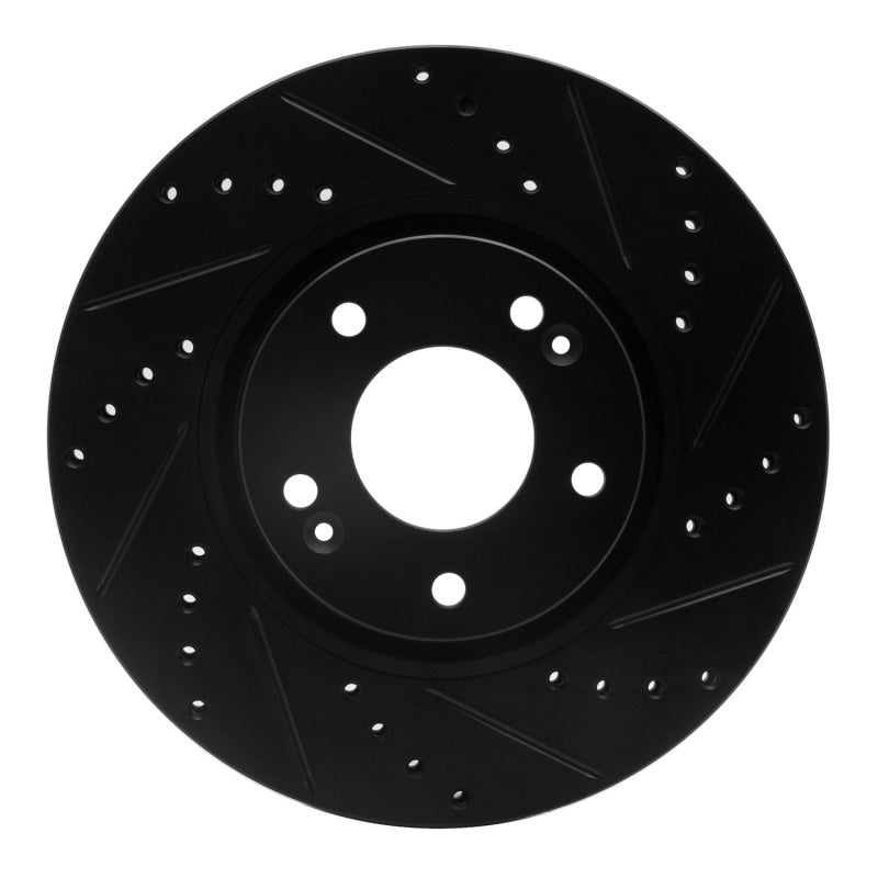 R1 Concepts R1 05-24 Hyundai Tucson Front Right Drilled & Slotted Black Brake Rotor