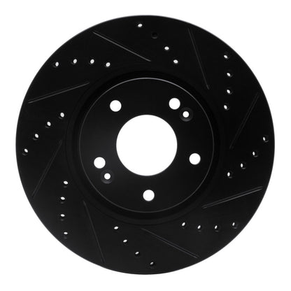 R1 Concepts R1 05-24 Hyundai Tucson Front Right Drilled & Slotted Black Brake Rotor