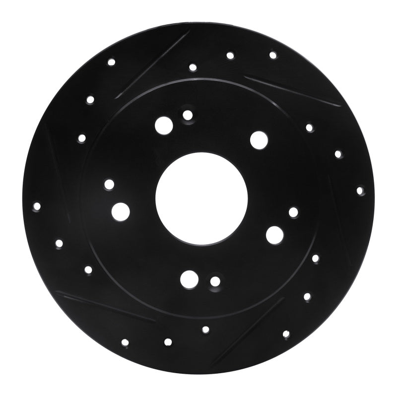 R1 Concepts R1 97-06 Acura RSX Rear Left Drilled & Slotted Black Brake Rotor