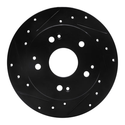 R1 Concepts R1 97-06 Acura RSX Rear Left Drilled & Slotted Black Brake Rotor