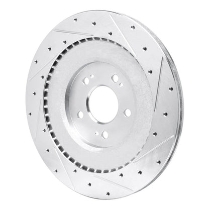 R1 Concepts R1 21-26 Genesis G80 Rear Left Drilled & Slotted Silver Brake Rotor