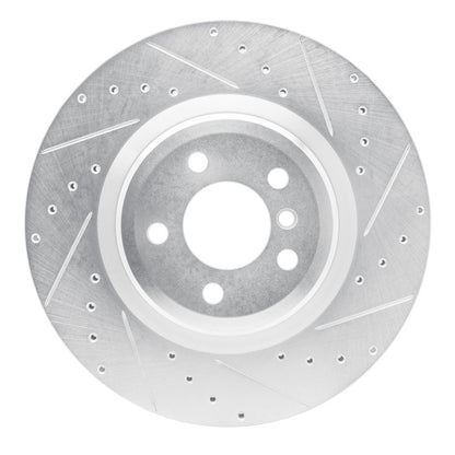 R1 Concepts R1 09-19 BMW ALPINA B7 Rear Right Drilled & Slotted Silver Brake Rotor