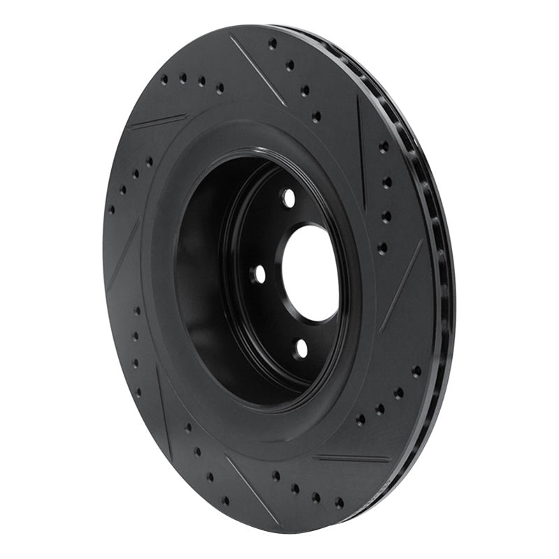 R1 Concepts R1 08-25 Infiniti Q60 Rear Left Drilled & Slotted Black Brake Rotor
