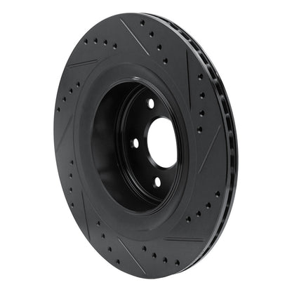 R1 Concepts R1 08-25 Infiniti Q60 Rear Left Drilled & Slotted Black Brake Rotor