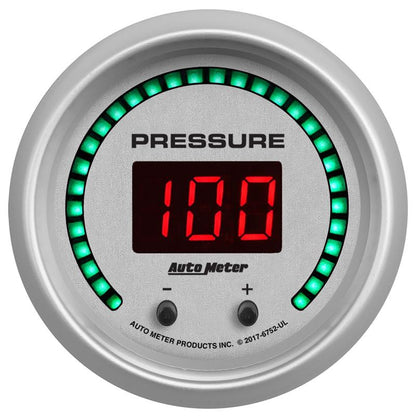 Autometer 52.4mm Silver Switchable 0-1600 PSI/0-110 BAR Fluid Pressure UltraLite Elite Digital Gauge